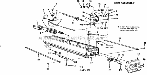 Arm Assembly Diagram and Parts List for 11319790  Craftsman Chop Saw