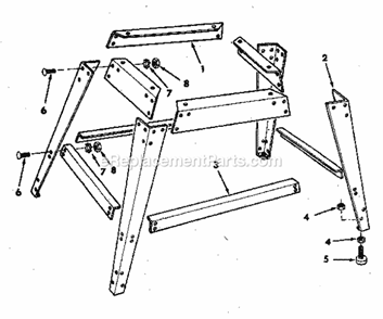Leg Set Diagram and Parts List for 113198110  Craftsman Chop Saw
