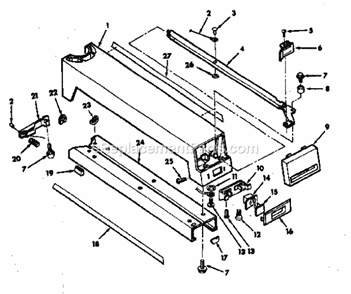 Arm Assembly Diagram and Parts List for 113198111  Craftsman Chop Saw