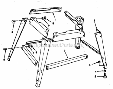 Leg Set Diagram and Parts List for 113198111  Craftsman Chop Saw