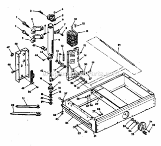 Base And Column Assembly Diagram and Parts List for 113198210  Craftsman Chop Saw