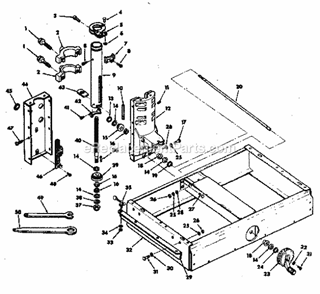 Base And Column Assembly Diagram and Parts List for 113198250  Craftsman Chop Saw