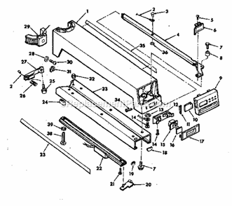 Arm Assembly Diagram and Parts List for 113198250  Craftsman Chop Saw