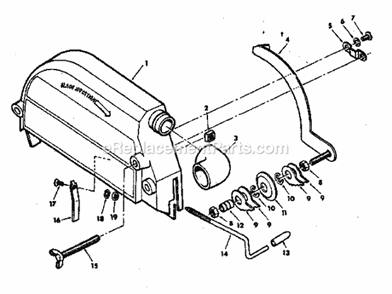 Guard Assembly Diagram and Parts List for 113198250  Craftsman Chop Saw