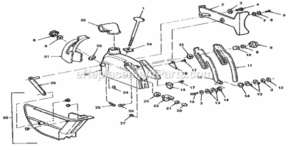 Figure 12 - Guard Diagram and Parts List for 113198251  Craftsman Chop Saw