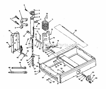 Base And Column Assembly Diagram and Parts List for 113198251  Craftsman Chop Saw