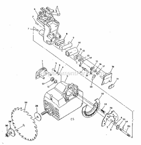Page C Diagram and Parts List for 113198310  Craftsman Chop Saw