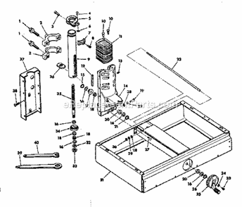 Base And Column Assembly Diagram and Parts List for 113198311  Craftsman Chop Saw