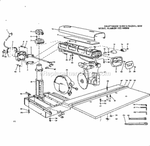 Unit Diagram and Parts List for 113198900  Craftsman Chop Saw