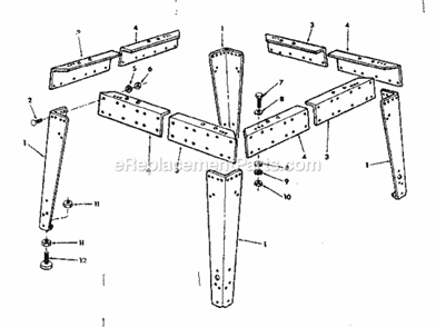 Leg Set Diagram and Parts List for 113199450  Craftsman Chop Saw