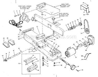 Bed Assembly Diagram and Parts List for 113206801  Craftsman Planer Jointer