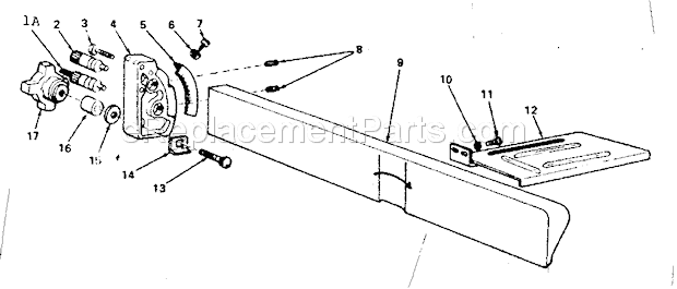 Fence Assembly Diagram and Parts List for 113206931  Craftsman Planer Jointer