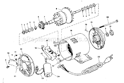 Motor Assembly Diagram and Parts List for 113206931  Craftsman Planer Jointer