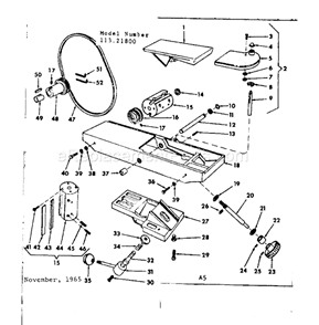 Unit Diagram and Parts List for 11321800  Craftsman Planer Jointer