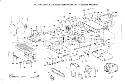 Unit Diagram and Parts List for 113225831  Craftsman Belt or Drum Sander