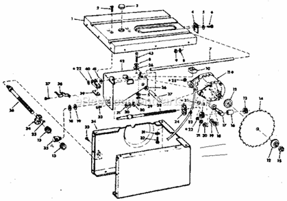 10 Inch Drive Diagram and Parts List for 113226640  Craftsman Table Saw