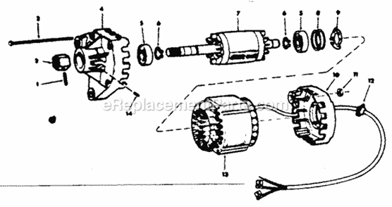Motor No. 62962 Diagram and Parts List for 113226640  Craftsman Table Saw
