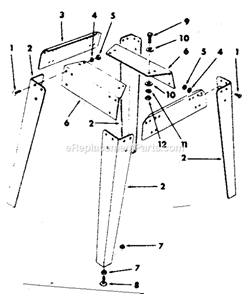 Legs Diagram and Parts List for 113226830  Craftsman Table Saw