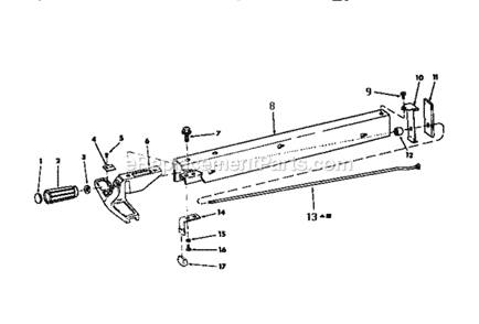 Fence Assembly Diagram and Parts List for 113226880  Craftsman Table Saw