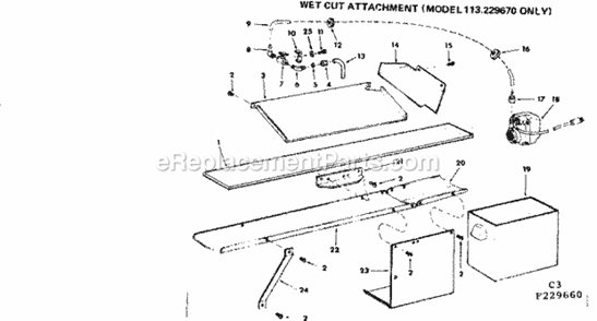 Wet Cut Attachment Diagram and Parts List for 113229660  Craftsman Band Saw