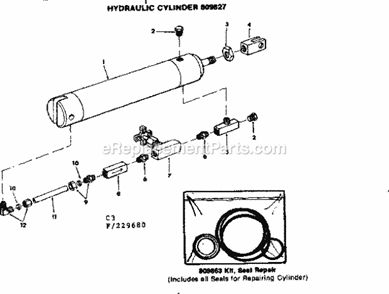 Hydraulic Cylinder 809827 Diagram and Parts List for 113229680  Craftsman Band Saw