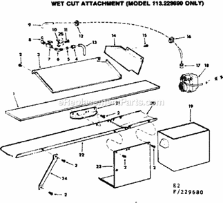 Wet Cut Attachment Diagram and Parts List for 113229680  Craftsman Band Saw