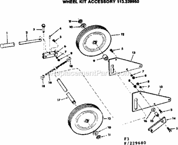 Wheel Kit Accessory Diagram and Parts List for 113229950  Craftsman Band Saw