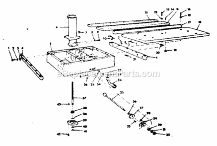 Rip Fence And Base Assembly Diagram and Parts List for 11323100  Craftsman Chop Saw