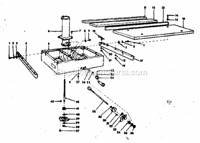 Rip Fence And Base Assembly Diagram and Parts List for 11323110  Craftsman Chop Saw