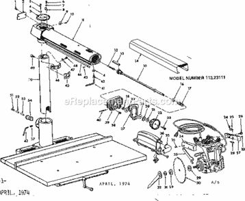 Unit Diagram and Parts List for 11323111  Craftsman Chop Saw