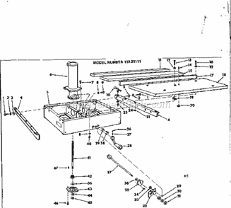 Rip Fence And Base Assembly Diagram and Parts List for 11323111  Craftsman Chop Saw