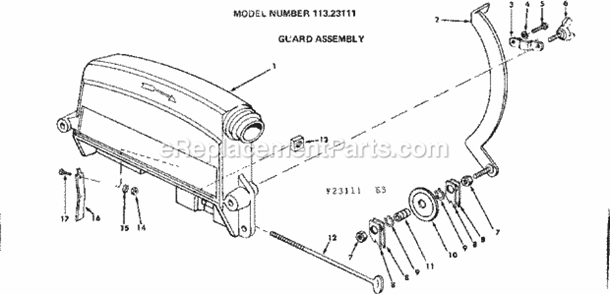 Guard Assembly Diagram and Parts List for 11323111  Craftsman Chop Saw