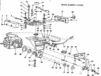 Motor Assembly Diagram and Parts List for 11323161  Craftsman Chop Saw