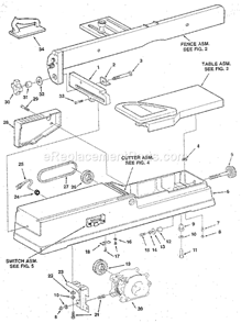 Figure 1 - Jointer Assemb... Diagram and Parts List for 113232200  Craftsman Planer Jointer