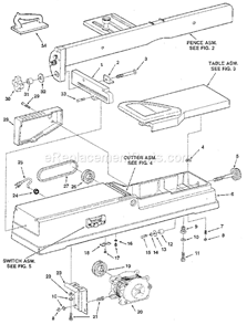 Figure 1 - Jointer Assemb... Diagram and Parts List for 113232210  Craftsman Planer Jointer