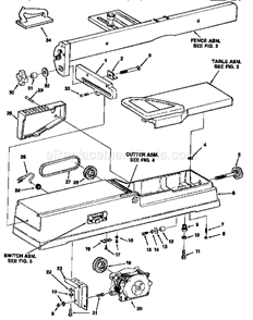 Jointer Assembly Diagram and Parts List for 113232211  Craftsman Planer Jointer