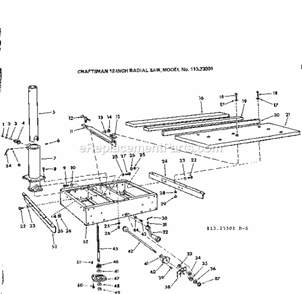Rip Fence And Table Assem... Diagram and Parts List for 11323301  Craftsman Chop Saw