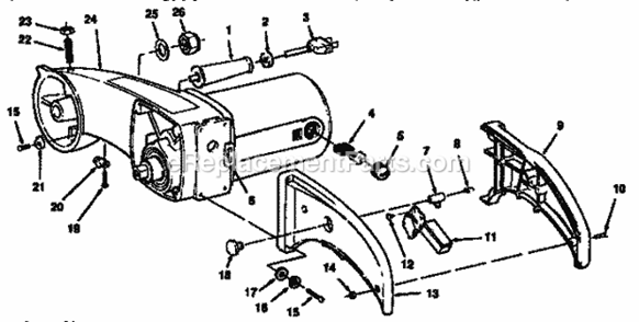 Arm And Motor Assembly Diagram and Parts List for 113234601  Craftsman Miter Saw