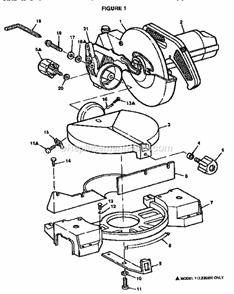 Table And Fence Parts Diagram and Parts List for 113235100  Craftsman Miter Saw