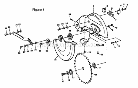 Blade And Blade Guard Assembly Diagram and Parts List for 113235120  Craftsman Miter Saw