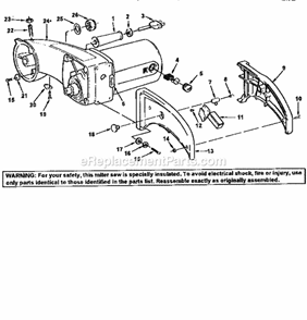 Arm And Motor Assembly Diagram and Parts List for 113235300  Craftsman Miter Saw