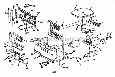 Unit Diagram and Parts List for 113236090  Craftsman Scroll Saw