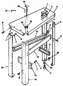 Leg And Top Assembly Diagram and Parts List for 113236400  Craftsman Scroll Saw