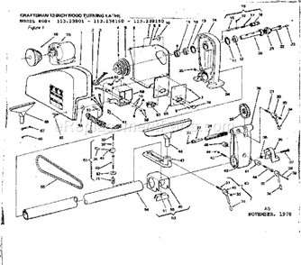 Page A Diagram and Parts List for 113238160  Craftsman Lathe