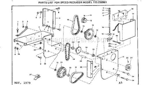 Page A Diagram and Parts List for 113238961  Craftsman Lathe