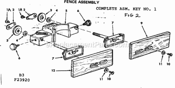 Page B Diagram and Parts List for 11323920  Craftsman Planer Jointer