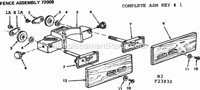 Page B Diagram and Parts List for 11323930  Craftsman Planer Jointer