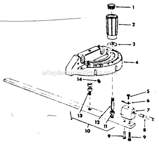 Miter Gauge Assembly Diagram and Parts List for 113241680  Craftsman Table Saw