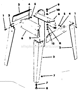 Legs Diagram and Parts List for 113241680  Craftsman Table Saw