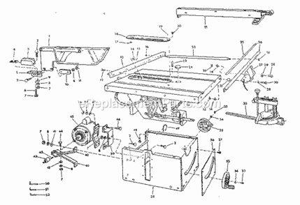 Unit Diagram and Parts List for 113241690  Craftsman Table Saw
